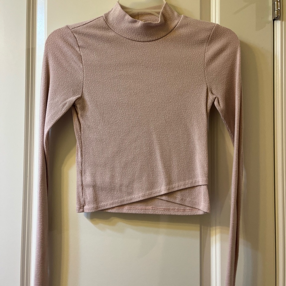 La Hearts Pink Asymmetrical Cropped Sweater
